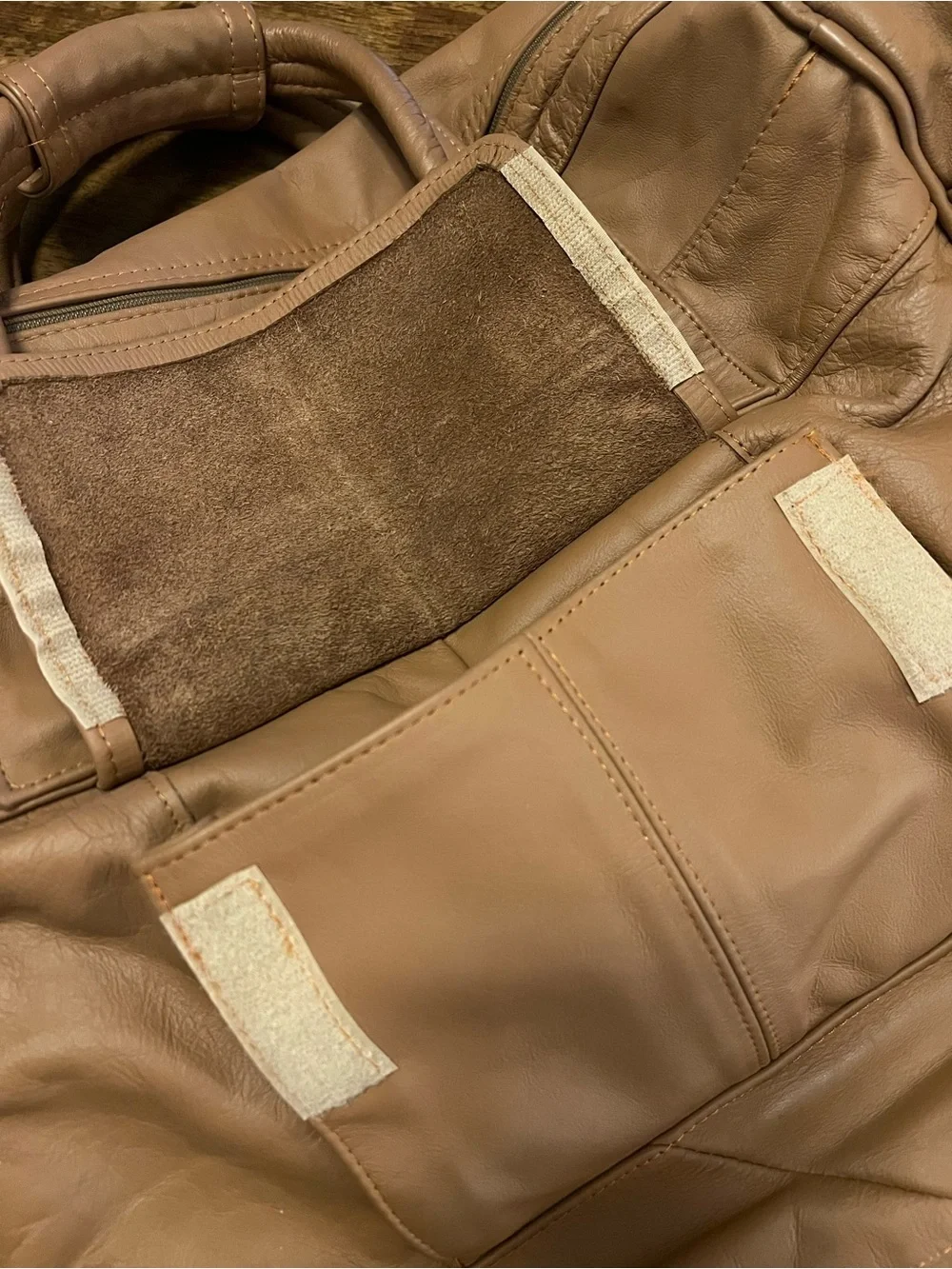 Talon Dual Zipper Vintage Light Brown Soft Leather Vintage Duffle Bag Unbranded